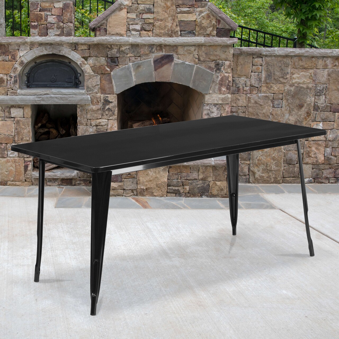 Emma and Oliver Commercial 31.5" x 63" Rectangular Colorful Metal Indoor-Outdoor Dining Table
